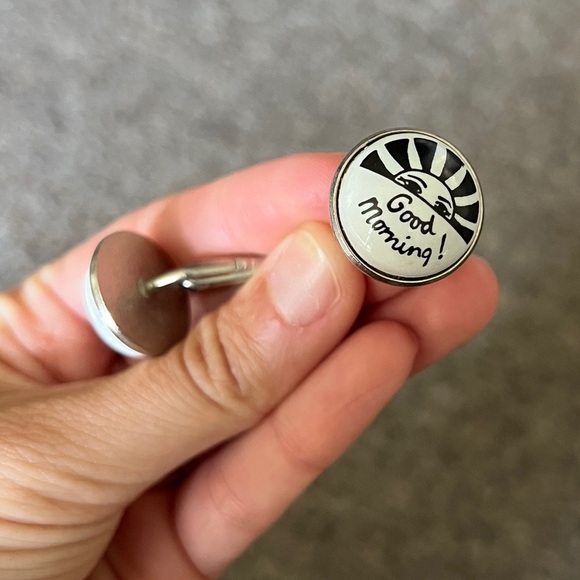 Vintage Duchamp London Cufflinks Good Morning Good Night Sun Mood Black White - Picture 6 of 7